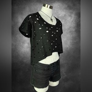 Tripp NYC Bullet Shot Holes Decayed Punk Crop Top